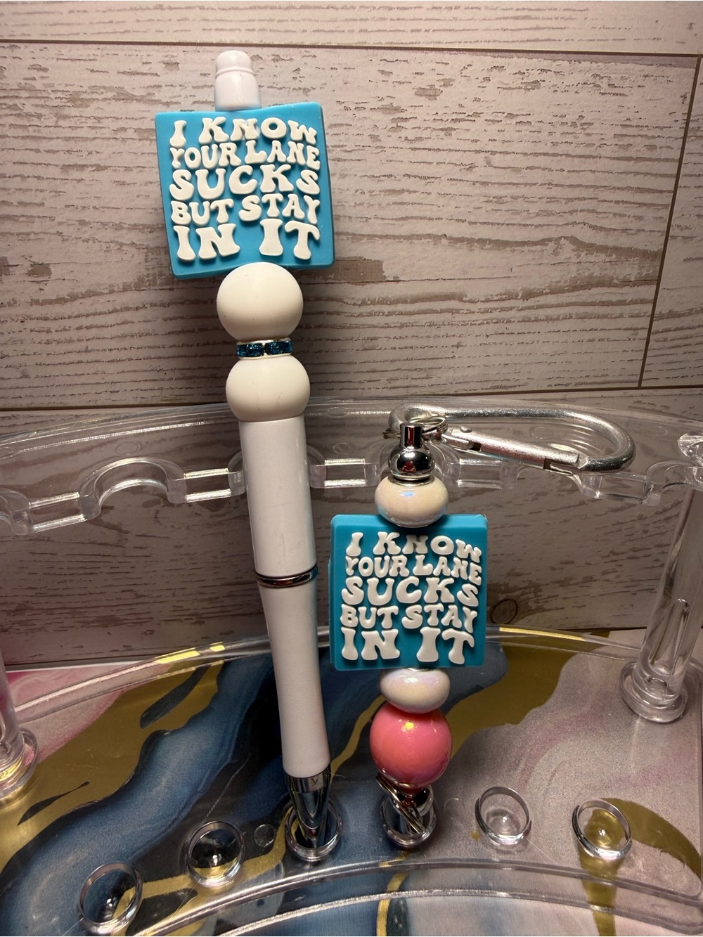 Snarky Beaded Pen and Keychain Set